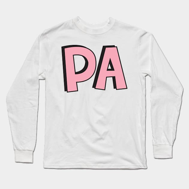 Film Crew On Set - PA - Pink Text - Front Long Sleeve T-Shirt by LaLunaWinters